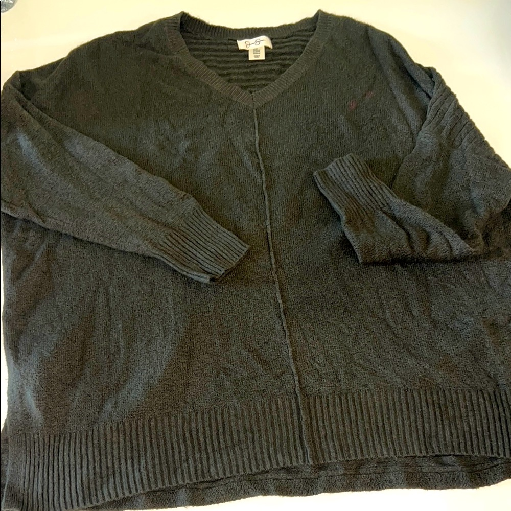 Jessica Simpson V-Neck Sweater in Forest Green, Size 2X